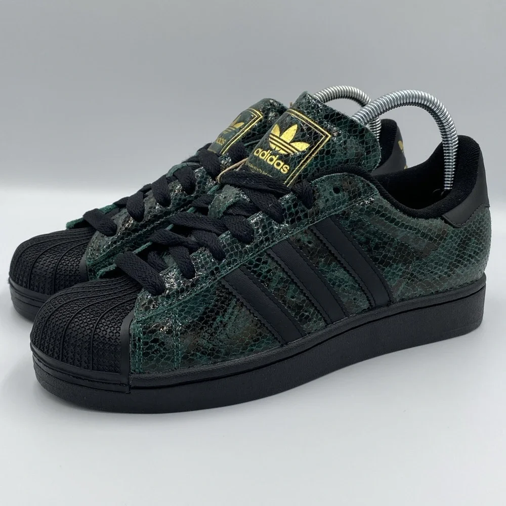 adidas Superstar II Green Snake Print Leather Shoes Women's Size 8.5 JP8159